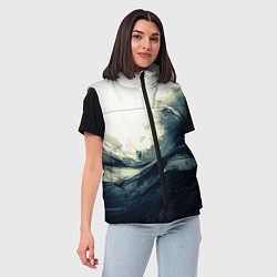 Женский жилет Чёрно-синие абстрактные краски, цвет: 3D-черный — фото 2