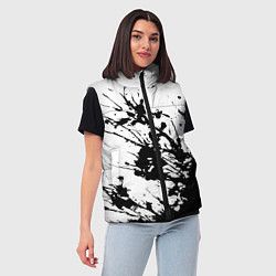 Женский жилет Чёрная взрывная краска на белом, цвет: 3D-черный — фото 2