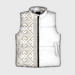 Женский жилет Узоры славянские в бежевом цвете, цвет: 3D-светло-серый