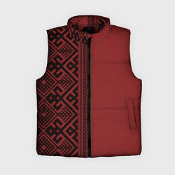 Женский жилет Узоры славянские в красном цвете, цвет: 3D-черный