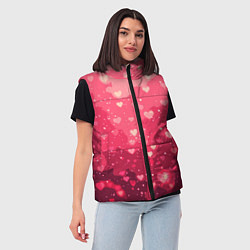 Женский жилет Розовый с сердечками паттерн, цвет: 3D-черный — фото 2