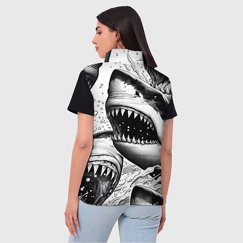 Женский жилет Белая акула - стая / 3D-Черный – фото 4