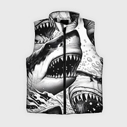 Женский жилет Белая акула - стая, цвет: 3D-черный