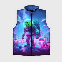 Женский жилет Шрек бравый космонавт на планете неоновых грибов, цвет: 3D-черный