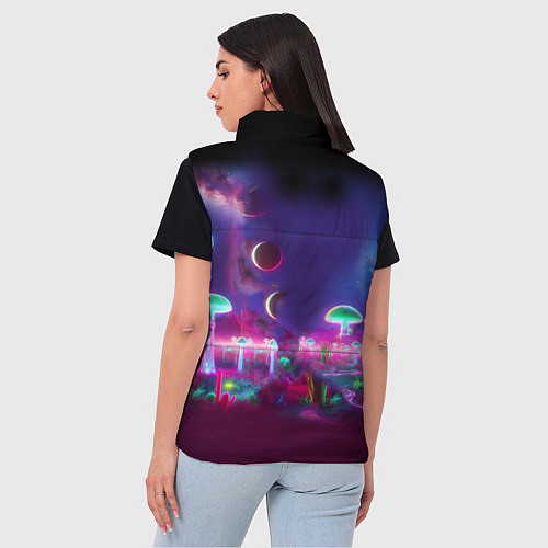 Женский жилет Космонавт Шрук в неоновом скафандре на загадочной / 3D-Черный – фото 4