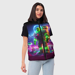 Женский жилет Космонавт Шрук в неоновом скафандре на загадочной, цвет: 3D-черный — фото 2
