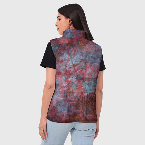 Женский жилет Абстракция - red rust on blue / 3D-Черный – фото 4