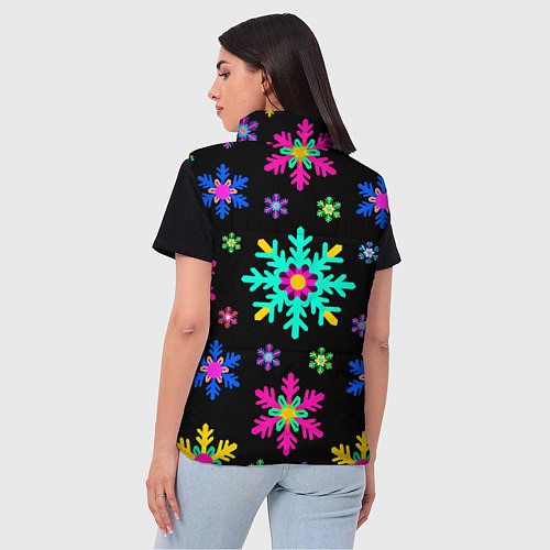 Женский жилет Снежинки ретро / 3D-Черный – фото 4