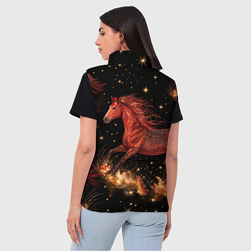 Женский жилет Огненные лошади - паттерн / 3D-Черный – фото 4