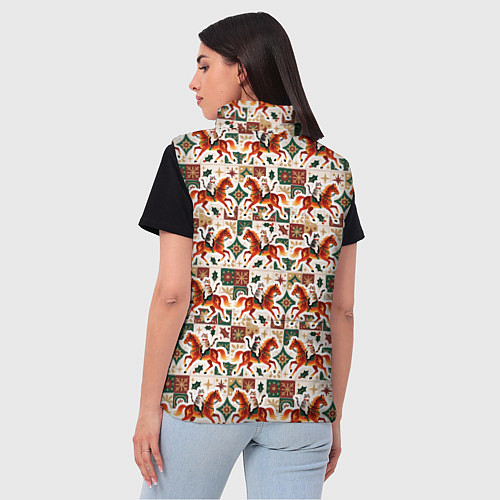 Женский жилет Винтажные коты всадники на лошади / 3D-Черный – фото 4