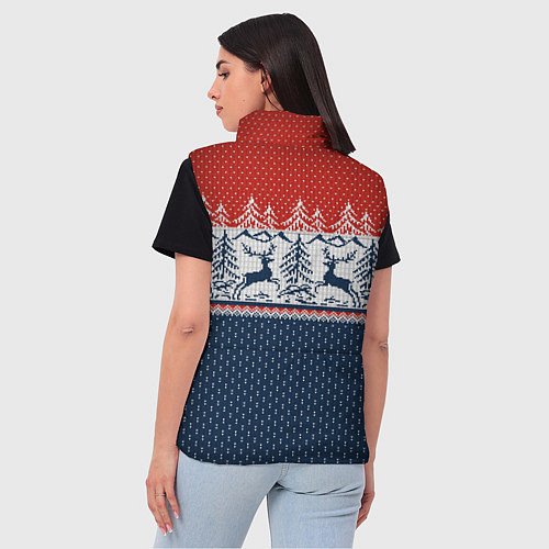 Женский жилет Вязаный узор с оленями / 3D-Черный – фото 4