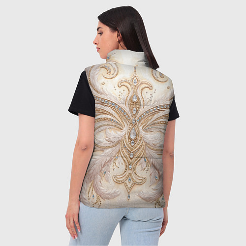 Женский жилет Перламутровый орнамент с перьями / 3D-Черный – фото 4