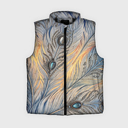 Женский жилет Синие перья с самоцветами