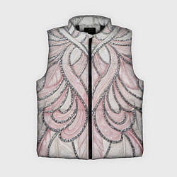 Женский жилет Нежно розовый орнамент из перьев