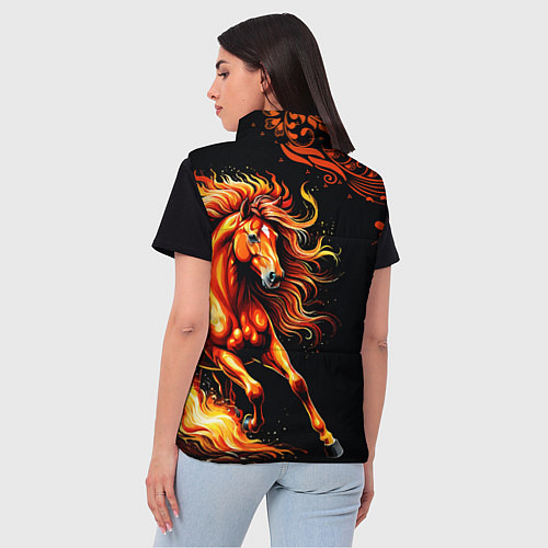 Женский жилет Огненный конь в русской хохломе / 3D-Черный – фото 4