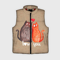 Женский жилет Влюбленные котики, цвет: 3D-красный