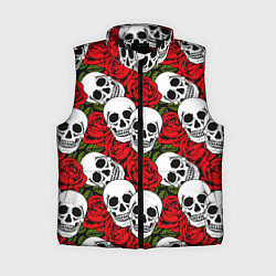 Женский жилет Черепа в розах, цвет: 3D-черный