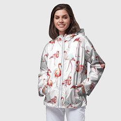 Ветровка с капюшоном женская Действия фламинго, цвет: 3D-белый — фото 2