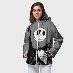 Ветровка с капюшоном женская Джек: повелитель тыкв, цвет: 3D-белый — фото 2