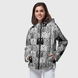 Ветровка с капюшоном женская Котейки, цвет: 3D-черный — фото 2