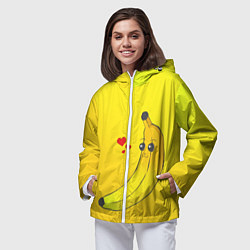 Ветровка с капюшоном женская Just Banana (Yellow), цвет: 3D-белый — фото 2