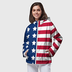 Ветровка с капюшоном женская USA Flag, цвет: 3D-белый — фото 2