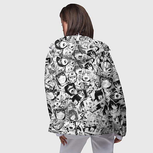 Женская ветровка Ahegao: Black & White / 3D-Белый – фото 4