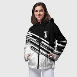 Ветровка с капюшоном женская FC Juventus: B&W Line, цвет: 3D-черный — фото 2