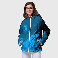 Ветровка с капюшоном женская FC Juventus: Blue Original, цвет: 3D-белый — фото 2