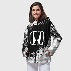Ветровка с капюшоном женская Honda: Black Spray, цвет: 3D-черный — фото 2