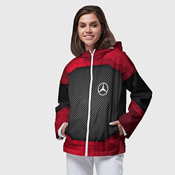 Ветровка с капюшоном женская Mercedes Benz: Metal Sport, цвет: 3D-белый — фото 2