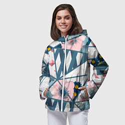 Ветровка с капюшоном женская Нежная геометрия, цвет: 3D-белый — фото 2