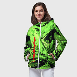 Ветровка с капюшоном женская Cyberpunk 2077: Green Breaks, цвет: 3D-белый — фото 2