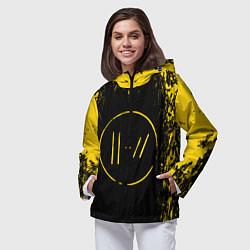 Ветровка с капюшоном женская 21 Pilots: Yellow & Black, цвет: 3D-черный — фото 2