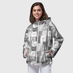 Ветровка с капюшоном женская Эмоции котов, цвет: 3D-белый — фото 2