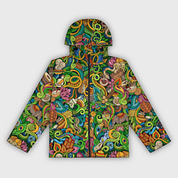 Ветровка с капюшоном женская Тибетский коллаж, цвет: 3D-черный