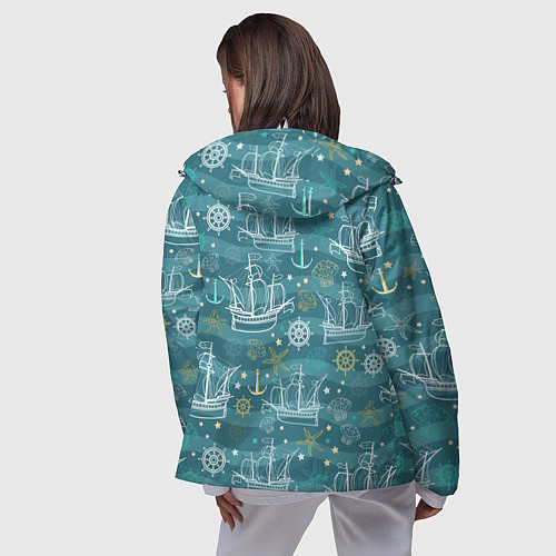 Женская ветровка Парусники в море - паттерн / 3D-Белый – фото 4