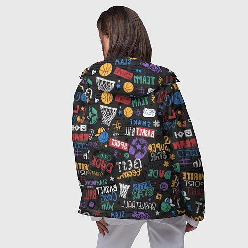 Женская ветровка Баскетбол коллаж / 3D-Черный – фото 4