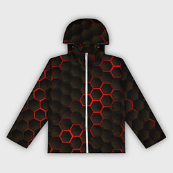 Ветровка с капюшоном женская Соты объемные с красным свечением, цвет: 3D-белый