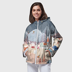 Ветровка с капюшоном женская Новогодние каникулы, цвет: 3D-белый — фото 2