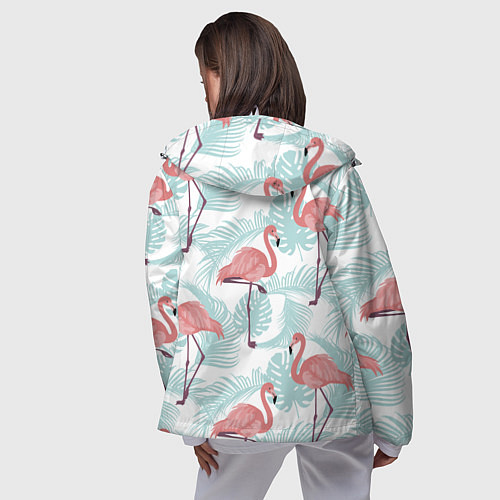Женская ветровка Узор фламинго и тропических растений / 3D-Белый – фото 4