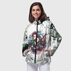 Ветровка с капюшоном женская KIMETSU NO YAIBA, цвет: 3D-черный — фото 2