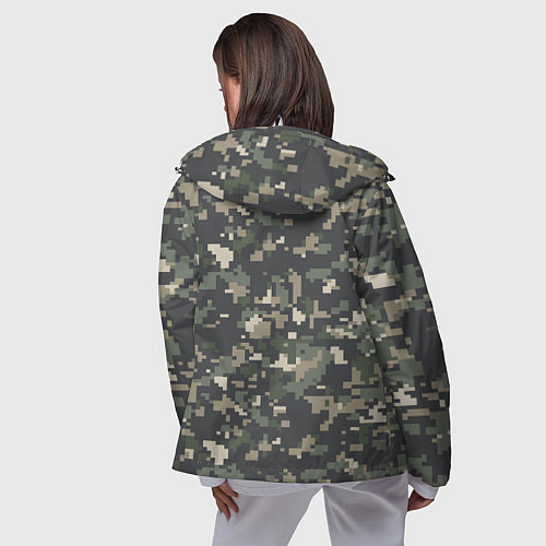 Женская ветровка Пиксельный камуфляж / 3D-Белый – фото 4