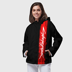Ветровка с капюшоном женская CYBERPUNK 2077, цвет: 3D-черный — фото 2