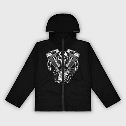 Ветровка с капюшоном женская Движковый череп, цвет: 3D-черный