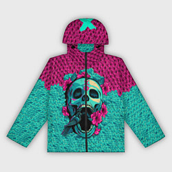 Ветровка с капюшоном женская Неоновый череп, цвет: 3D-черный
