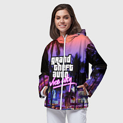 Ветровка с капюшоном женская Grand Theft Auto Vice City, цвет: 3D-белый — фото 2
