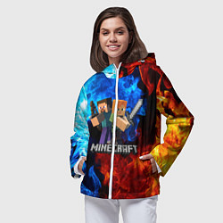 Ветровка с капюшоном женская MINECRAFT, цвет: 3D-белый — фото 2