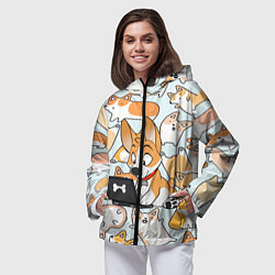 Ветровка с капюшоном женская Корги, цвет: 3D-черный — фото 2