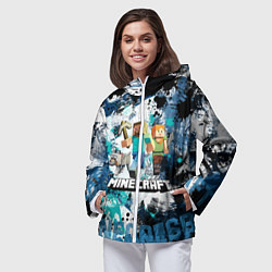Ветровка с капюшоном женская Minecraft Майнкрафт, цвет: 3D-белый — фото 2